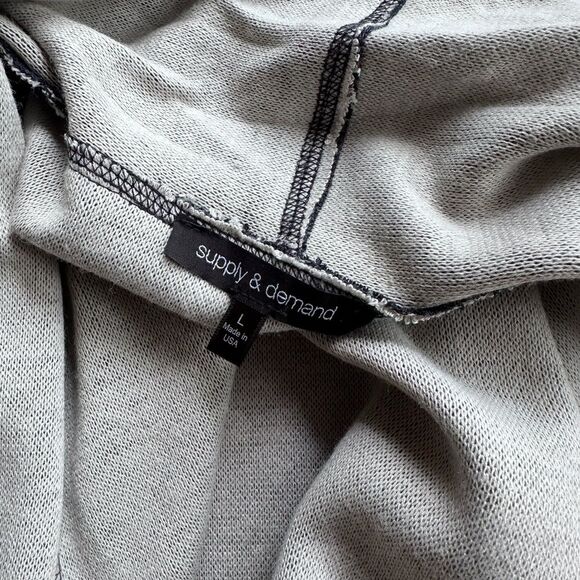 Supply & Demand Open Cardigan Sweatshirt Heathered Navy & Oatmeal Size L - Picture 7 of 9